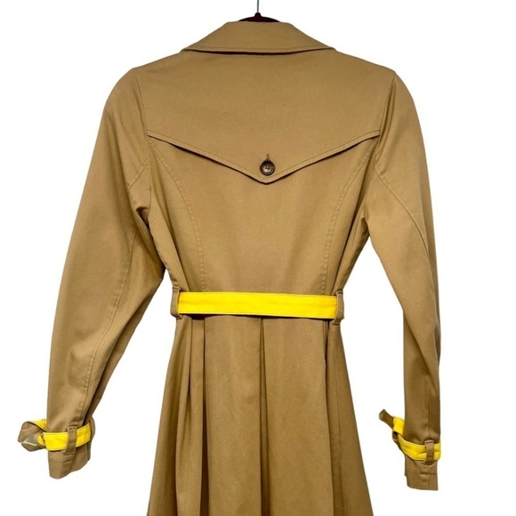ModCloth Classic Imagination Khaki & Yellow Double Breas Trench Coat Women Small - Picture 7 of 12
